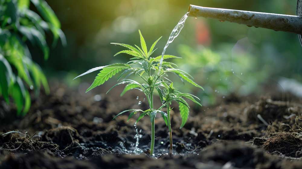 Angießen von Cannabis Stecklingen